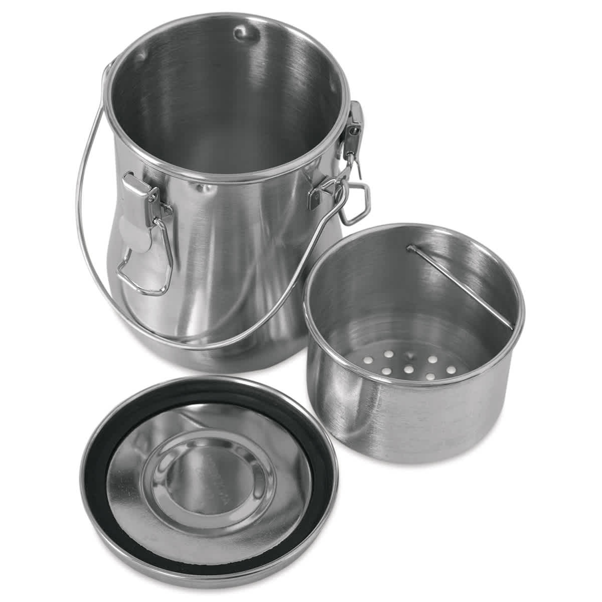 Anderson & Sons Stainless Steel Airtight Brush Washer - 20 oz opened to show parts