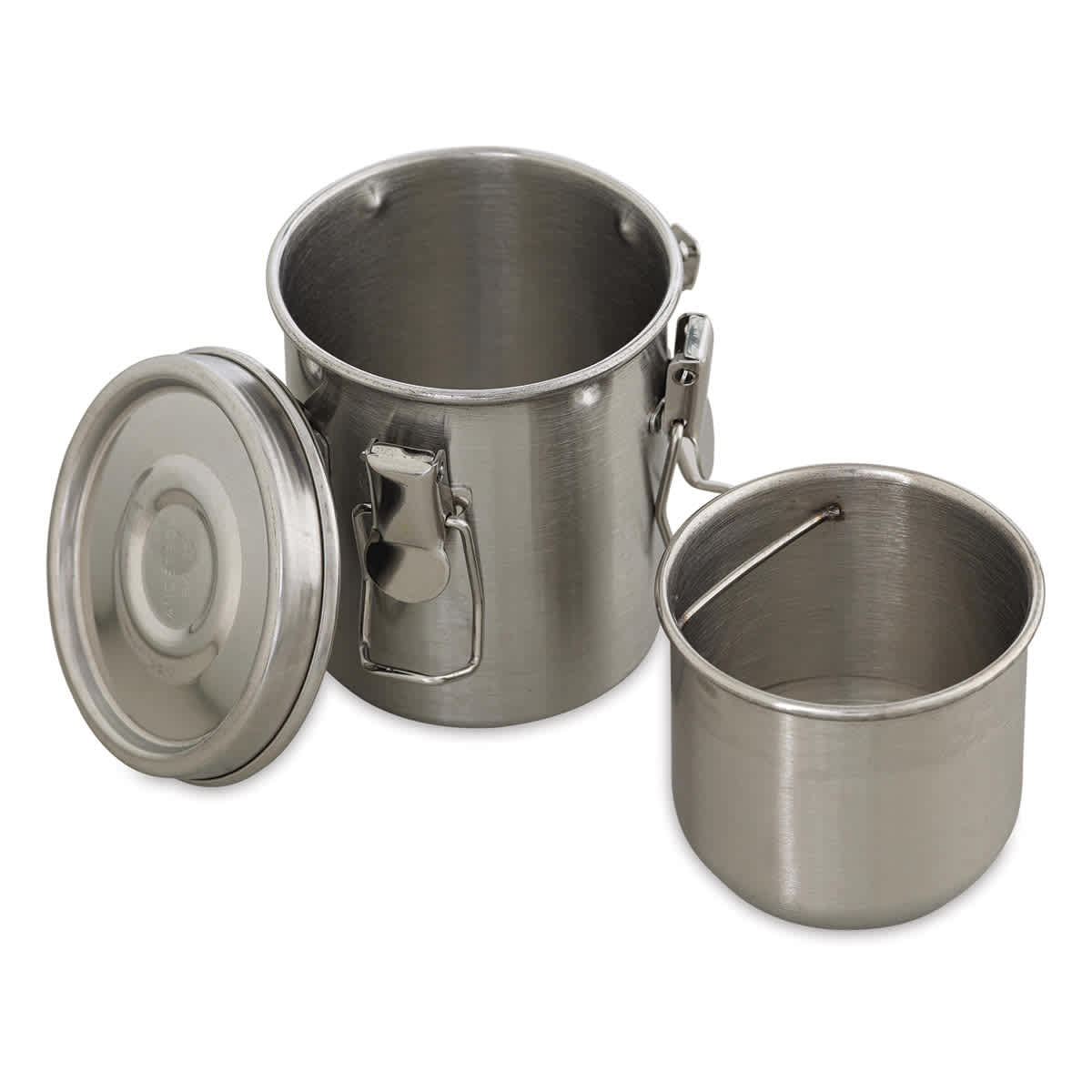 Anderson & Sons Stainless Steel Airtight Brush Washer - Top view of 8 oz Washer open, with Strainer
