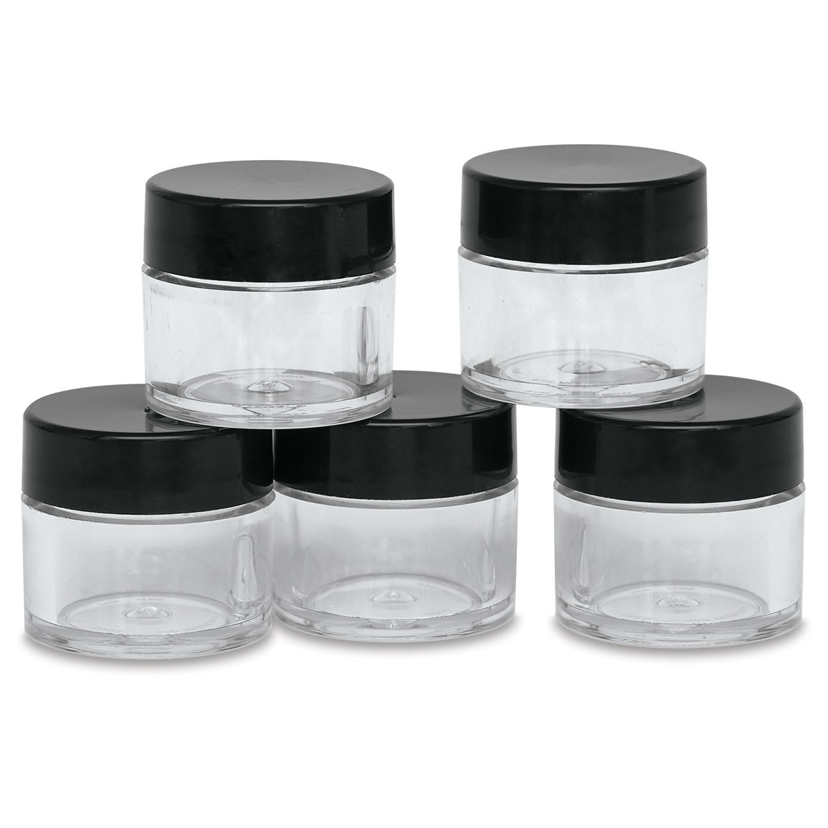 Jacquard Plastic Jars - 5 jars shown stacked and empty