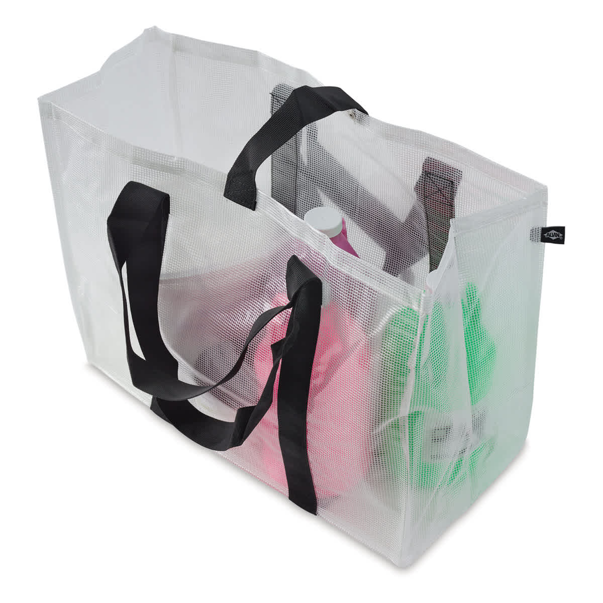 Alvin Mesh Tote Bag (side view with product to show gusset, product not included)
