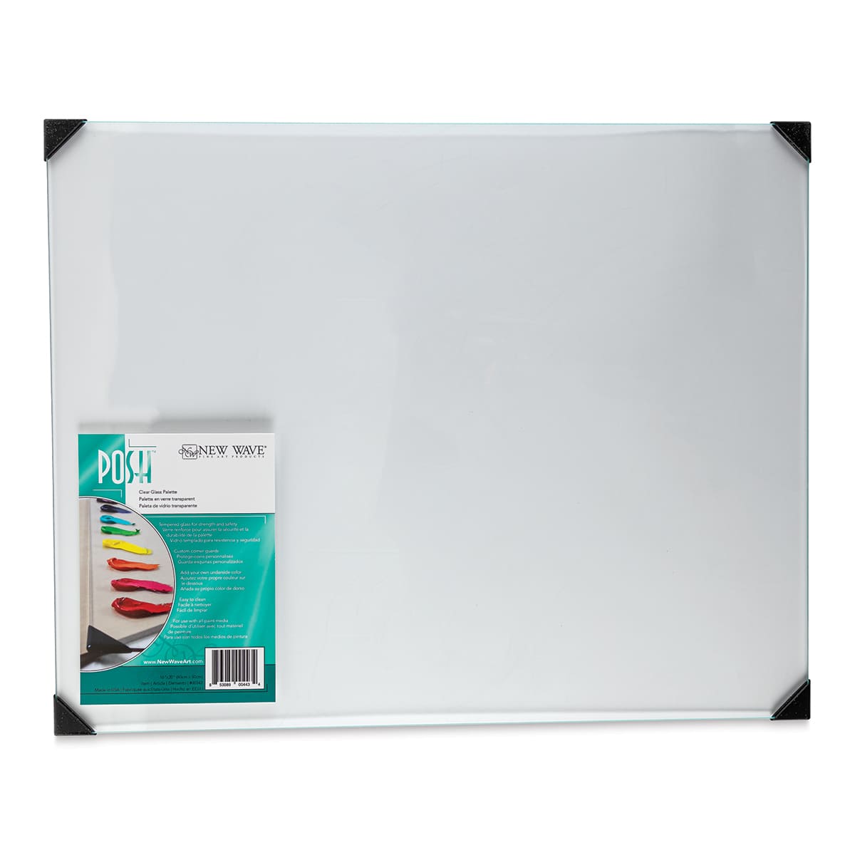 Posh Glass Tabletop Palette, Clear - 16" x 20" with label