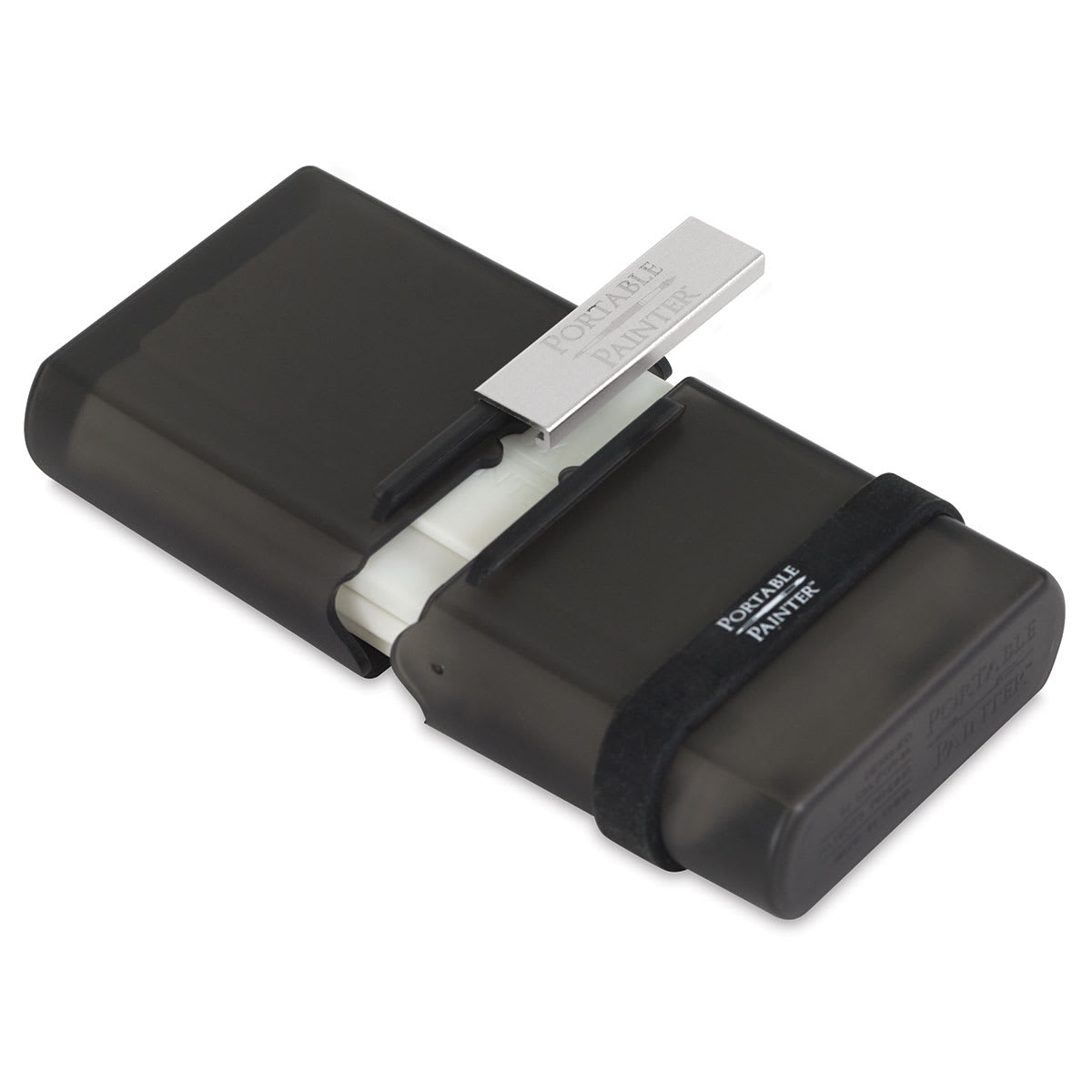 Portable Painter Watercolor Palette - Closed with Retaining band and Aluminum clasp lifted