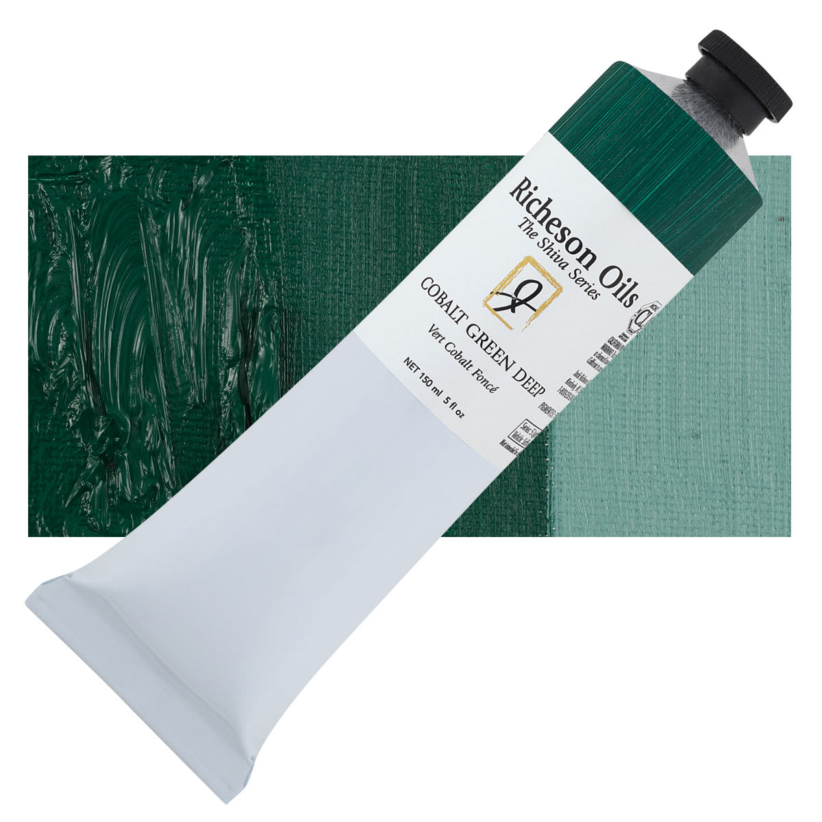 Shiva Signature Artist Oil Color - Cobalt Green Deep, 150 ml Tube and swatch