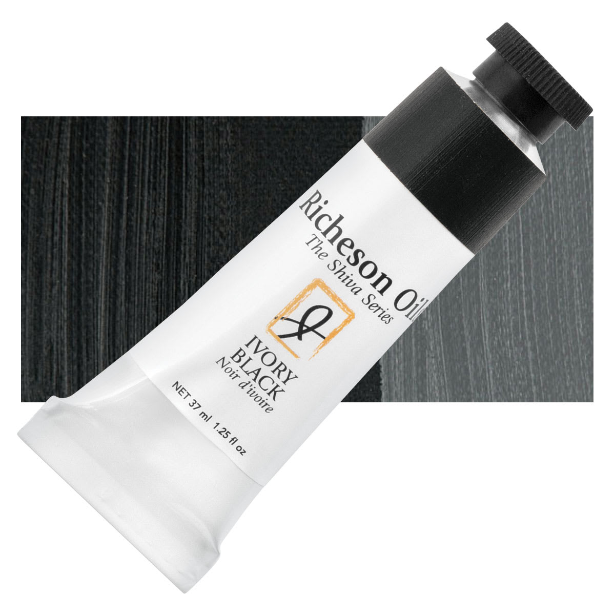 Shiva Signature Artist Oil Color - Ivory Black, 1.25 oz Tube and swatch