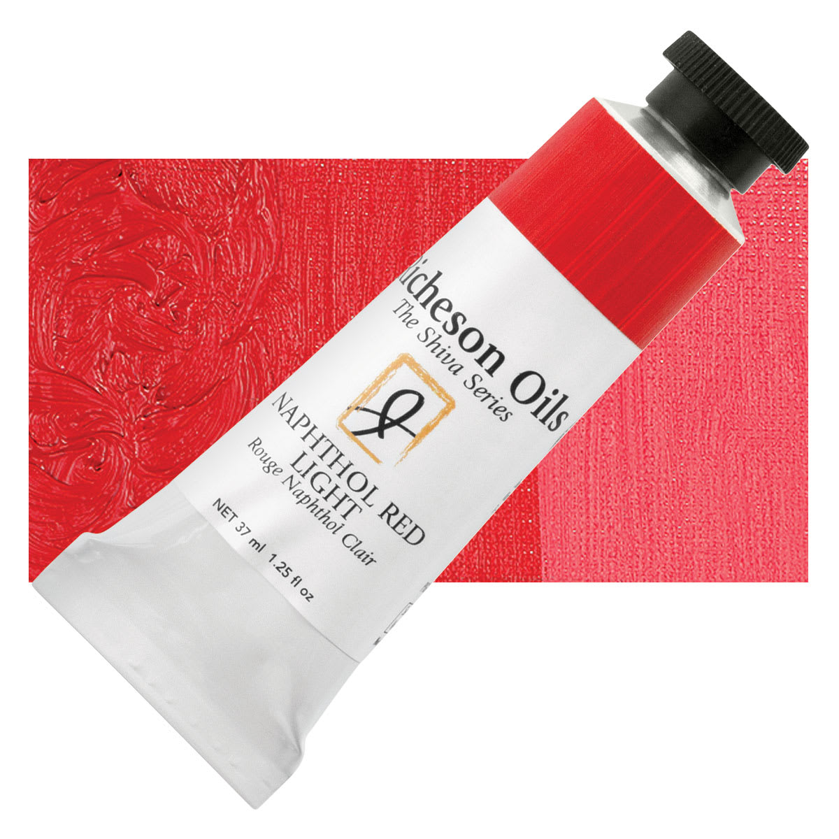 Shiva Signature Artist Oil Color - Naphthol Red Light, 1.25 oz Tube and swatch