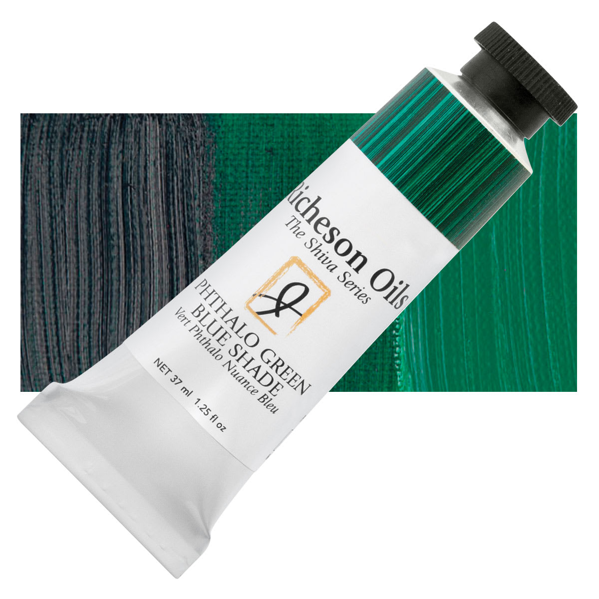 Shiva Signature Artist Oil Color - Phthalo Green (Blue Shade), 1.25 oz Tube and swatch
