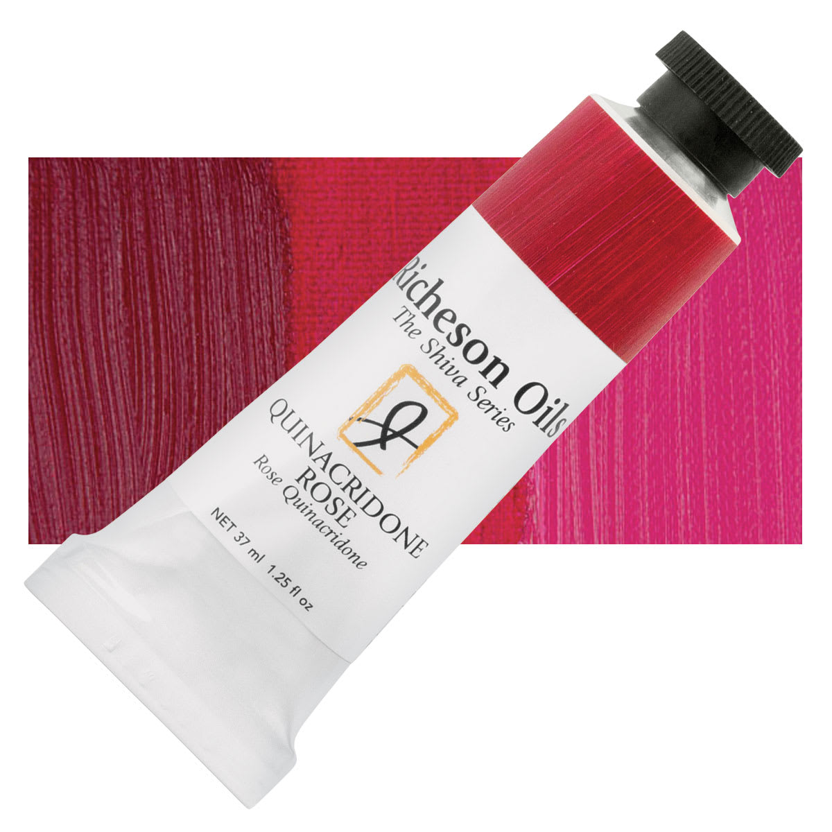 Shiva Signature Artist Oil Color - Quinacridone Rose, 1.25 oz Tube and swatch
