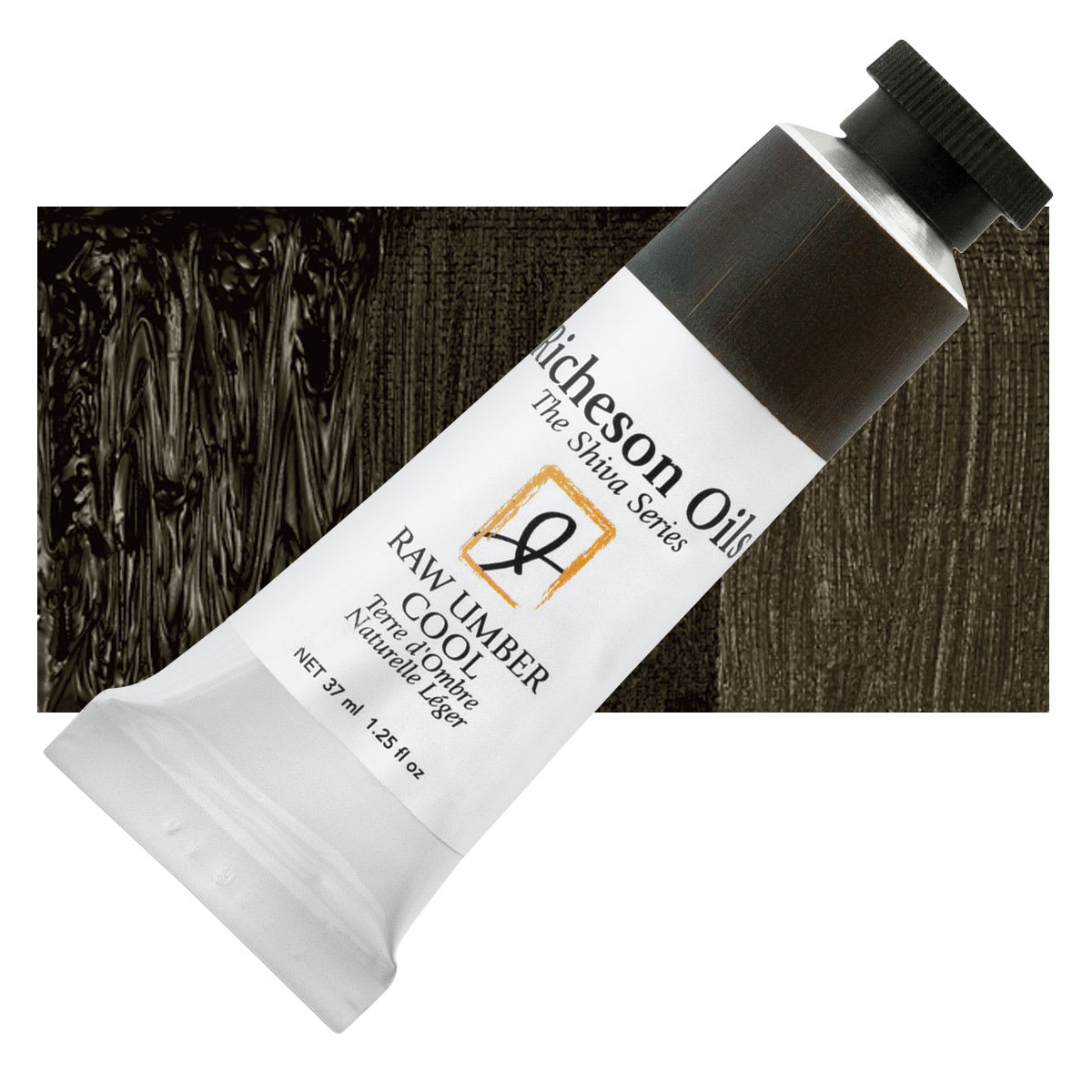 Shiva Signature Artist Oil Color - Raw Umber Cool, 1.25 oz Tube and swatch