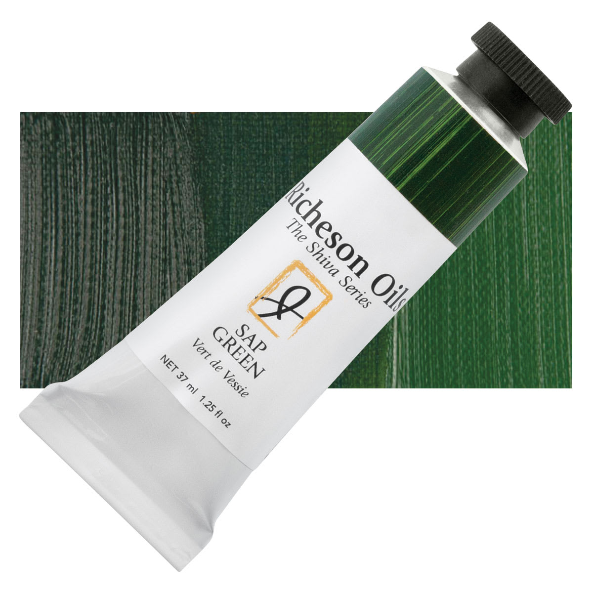 Shiva Signature Artist Oil Color - Sap Green, 1.25 oz Tube and swatch