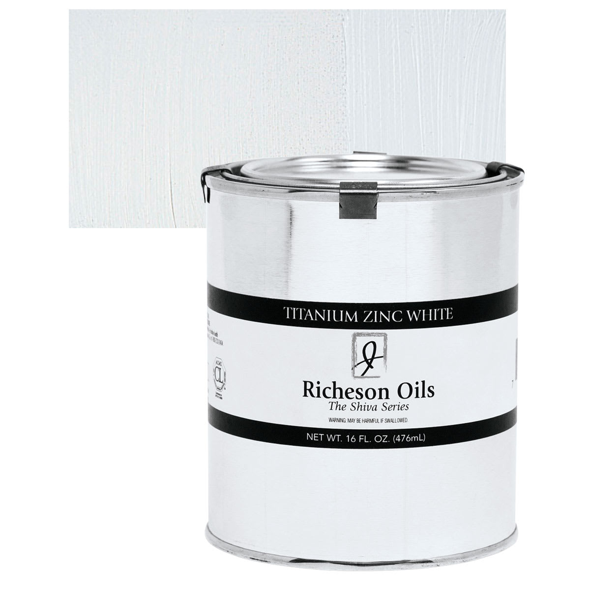 Shiva Signature Artist Oil Color - Titanium-Zinc White, 16 oz Can and swatch