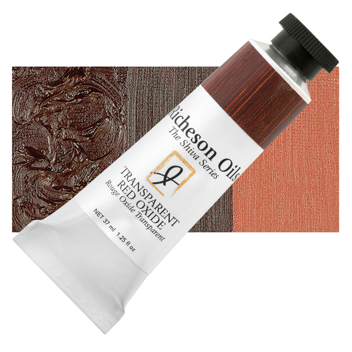 Shiva Signature Artist Oil Color - Transparent Red Oxide, 1.25 oz Tube and swatch