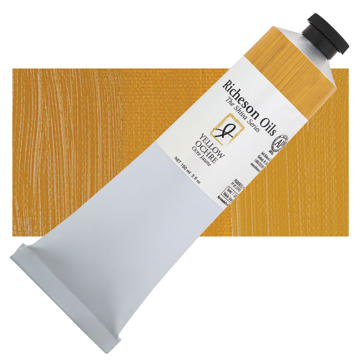 Shiva Signature Artist Oil Color - Yellow Ochre, 5 oz Tube and swatch