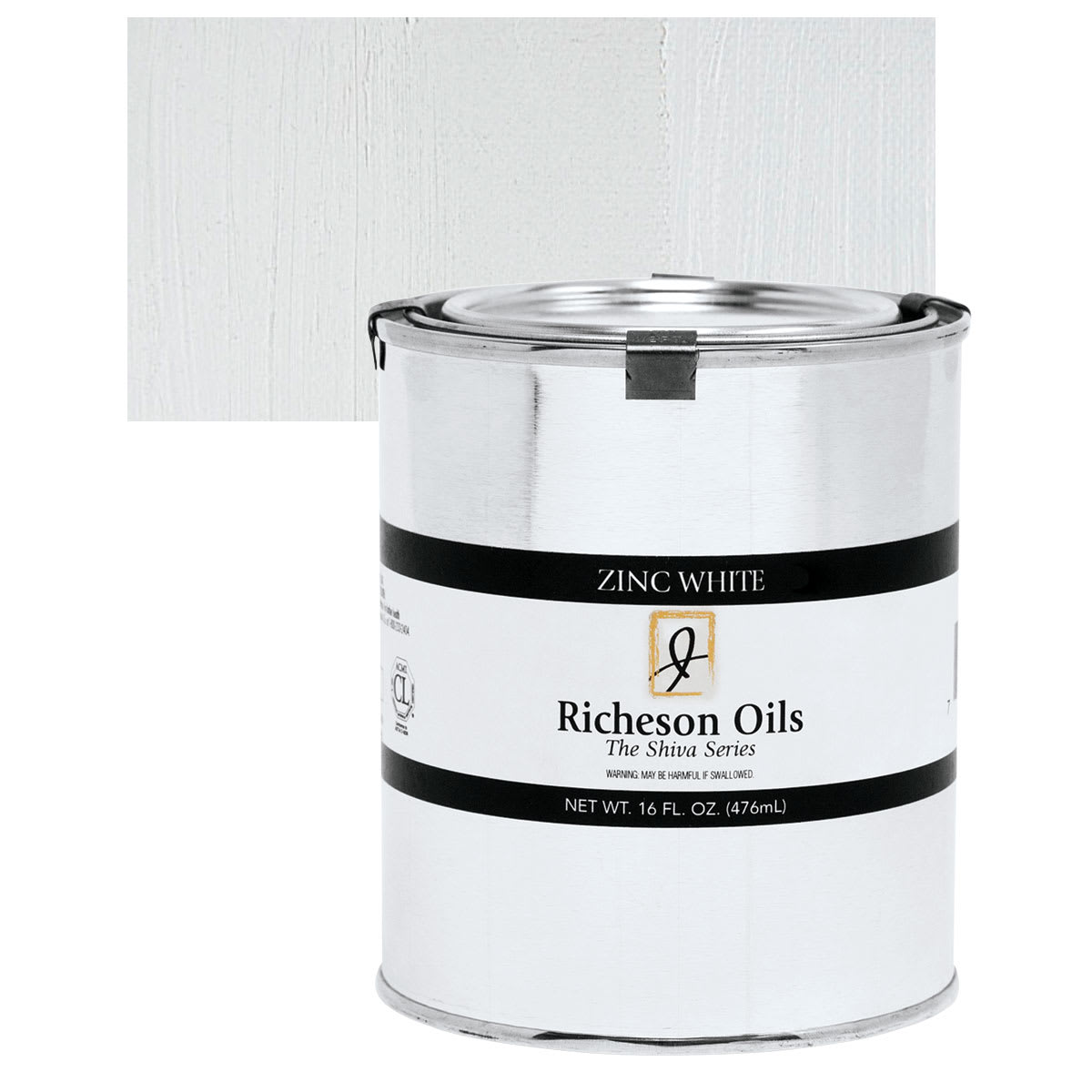 Shiva Signature Artist Oil Color - Zinc White, 16 oz Can and swatch
