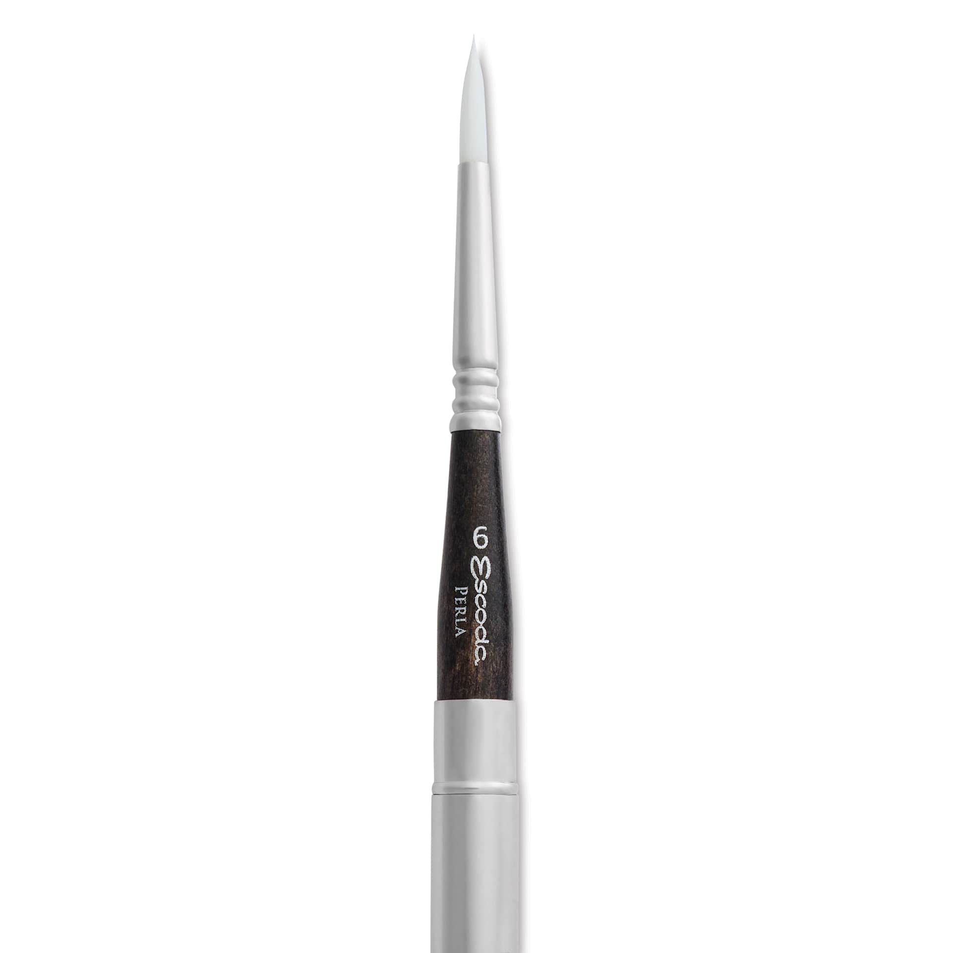 Escoda Perla Toray White Synthetic Travel Brush - Series 1438 Round, Size 6, Short Handle