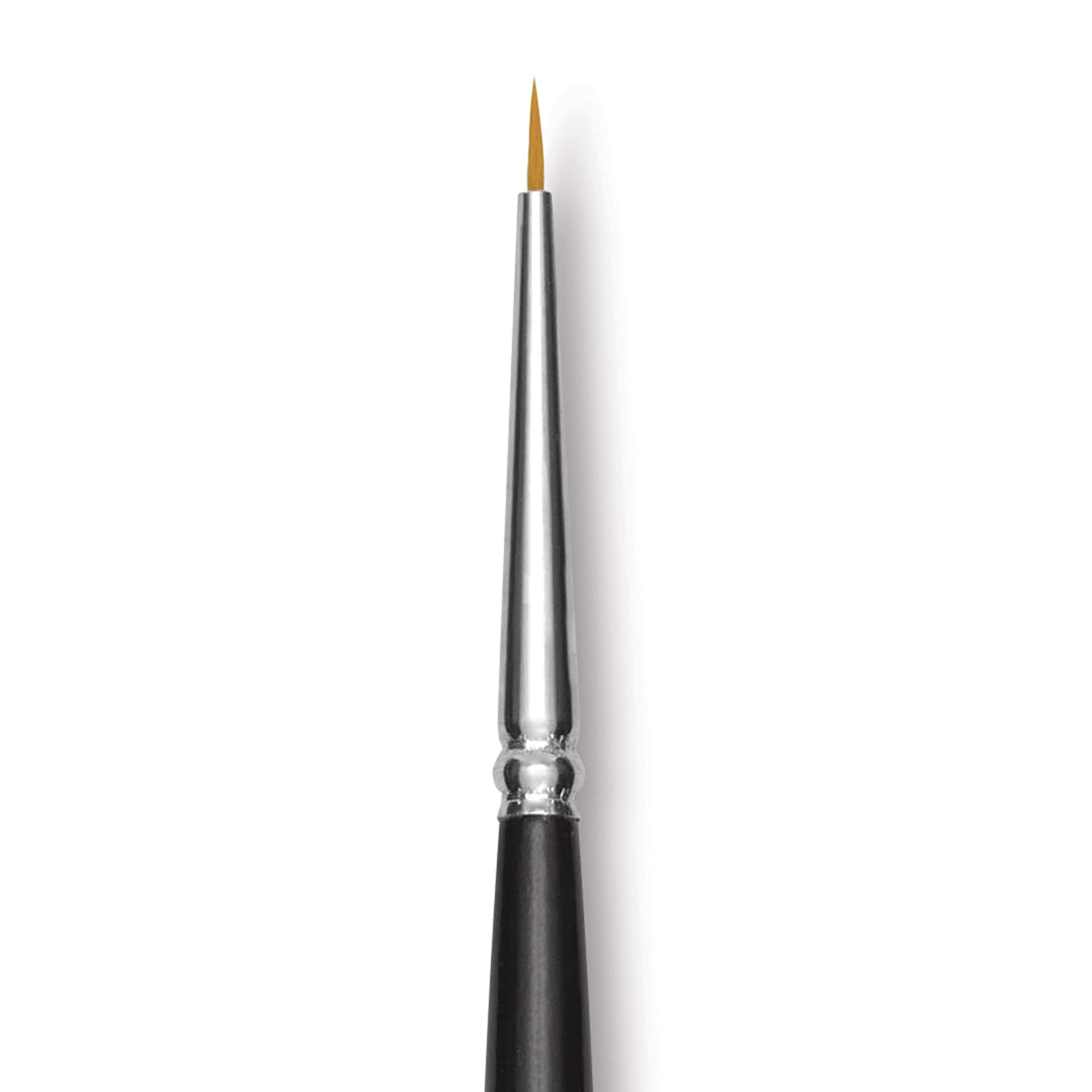 Trekell Synthetic Gold Taklon Brush - Round, Long Handle, Size 10/0, close-up
