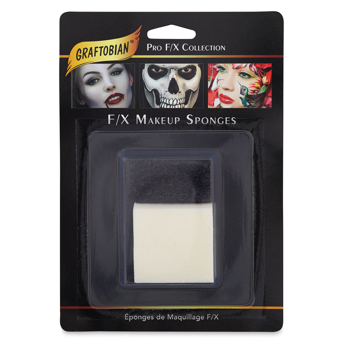 Graftobian Pro Makeup Sponges - Front of blister package of 5 sponges
