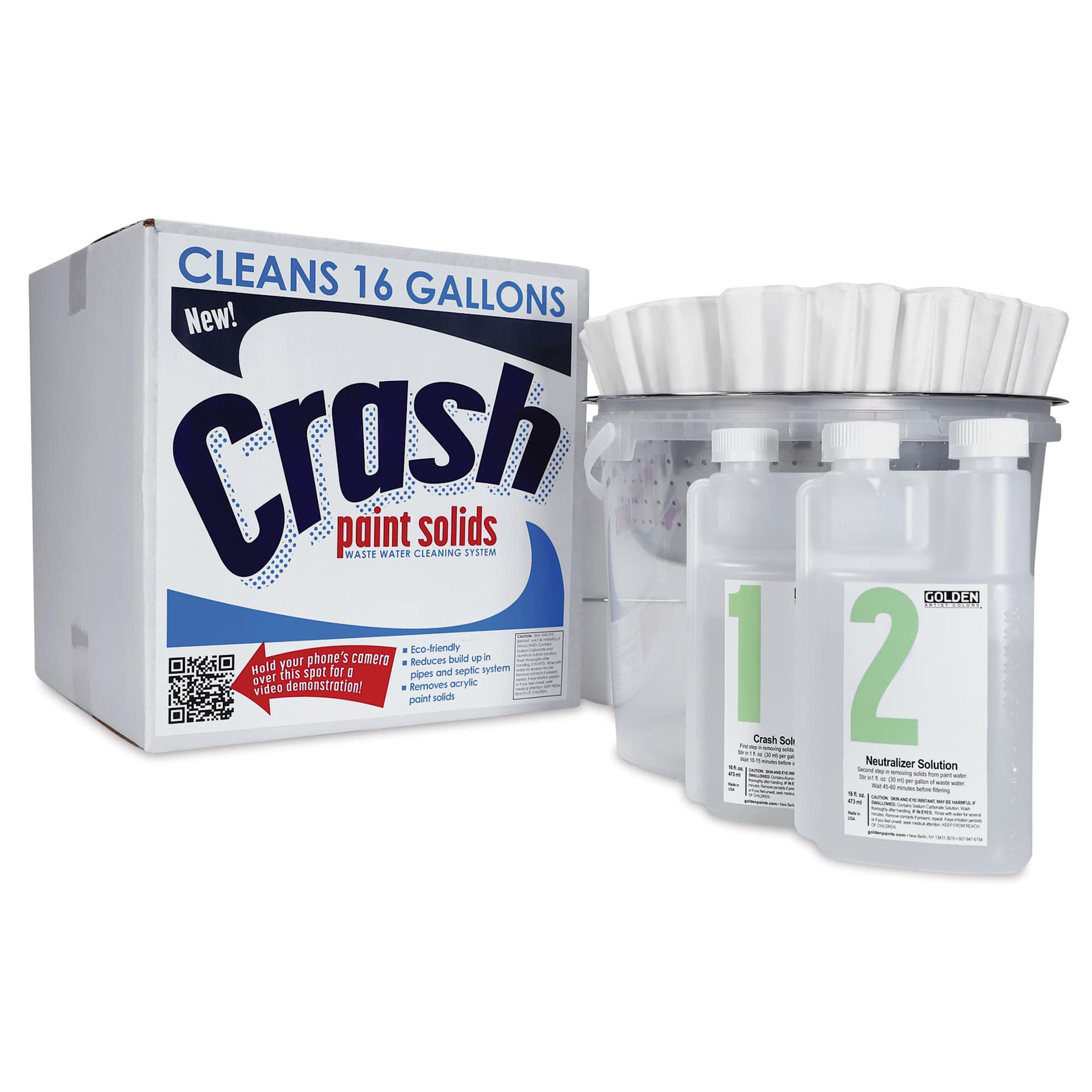 Golden Crash Paint Solids Waste Water Cleaning System - kit contents and packaging