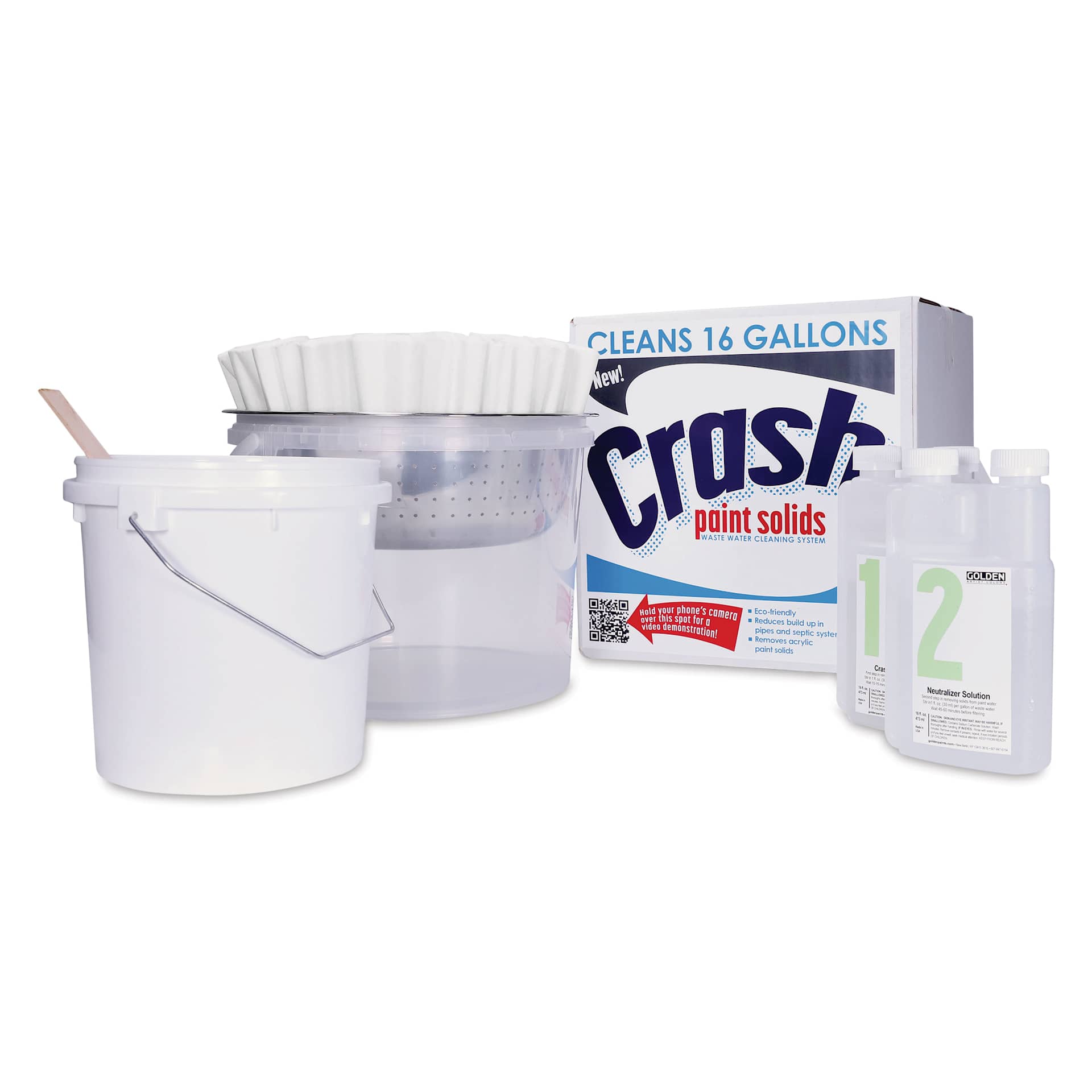 Golden Crash Paint Solids Waste Water Cleaning System - kit contents with box