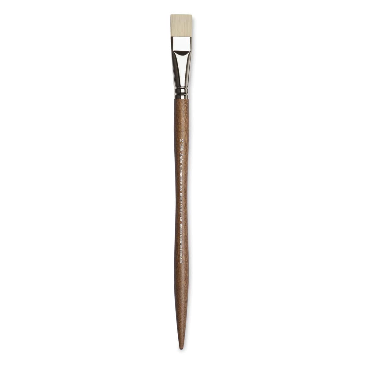 Winsor & Newton Artists' Oil Synthetic Hog Brush - Bright, Size 10, Long Handle (full length