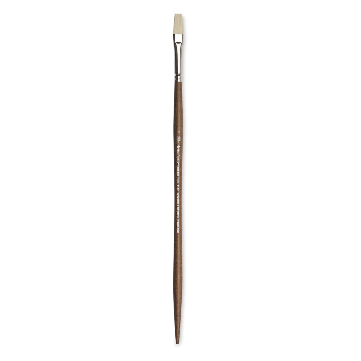 Winsor & Newton Artists' Oil Synthetic Hog Brush - Flat, Size 4, Long Handle (full length)