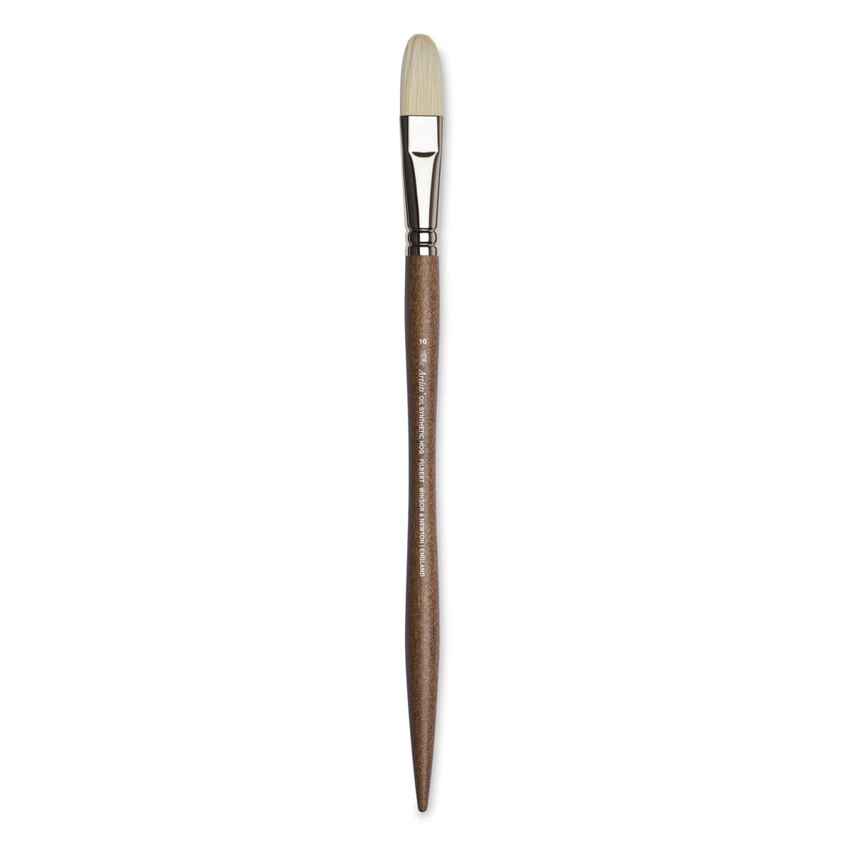 Winsor & Newton Artists' Oil Synthetic Hog Brush - Filbert, Size 10, Long Handle (full length)