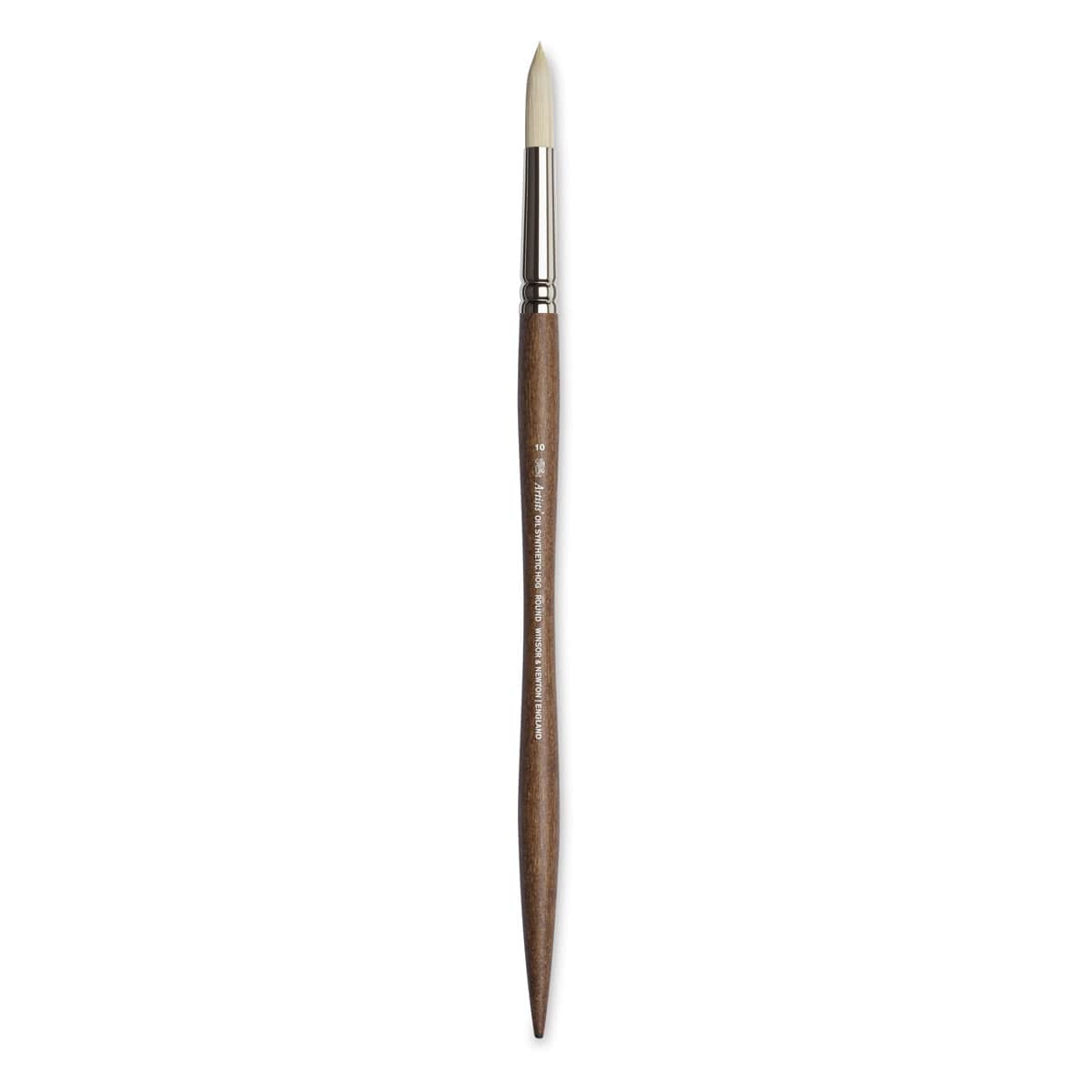 Winsor & Newton Artists' Oil Synthetic Hog Brush - Round, Size 10, Long Handle (full length)