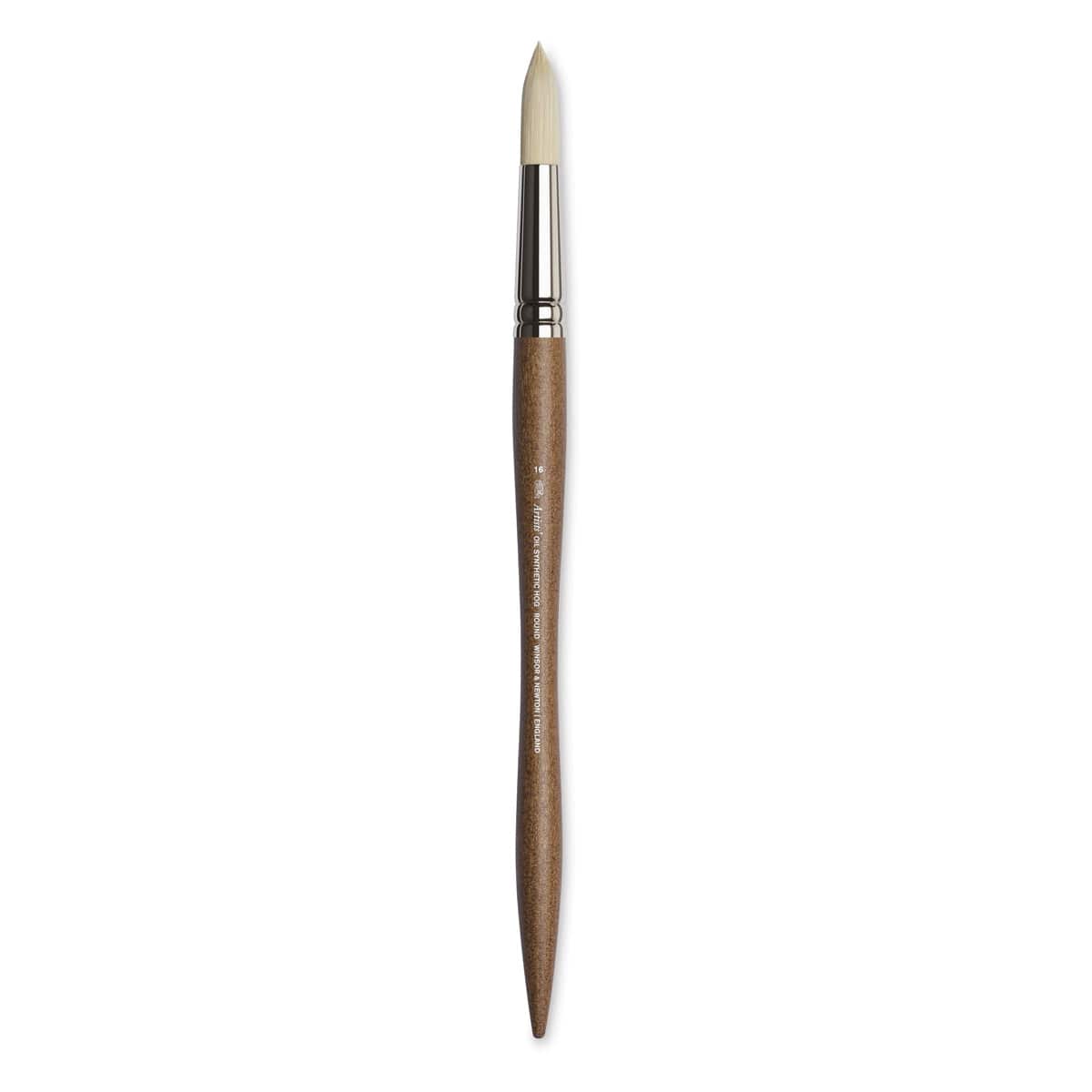 Winsor & Newton Artists' Oil Synthetic Hog Brush - Round, Size 16, Long Handle (full length)