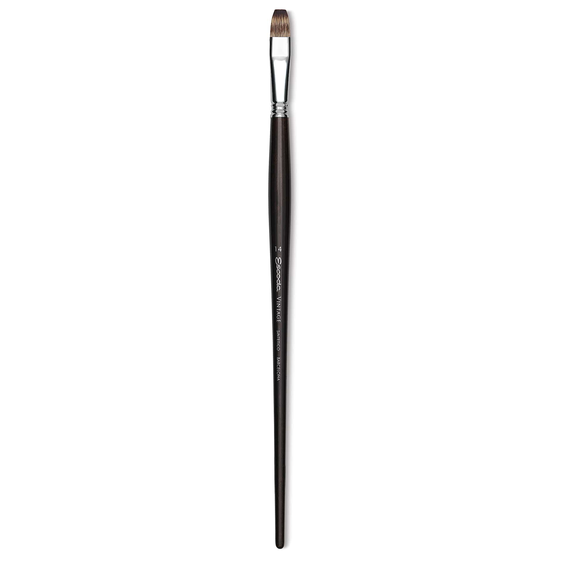 Escoda Vintage Synthetic Brush - Bright, Long  Handle, Size 14
