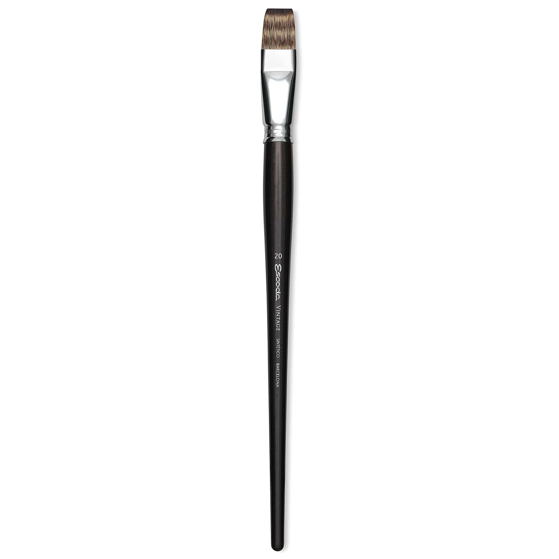 Escoda Vintage Synthetic Brush - Bright, Long  Handle, Size 20