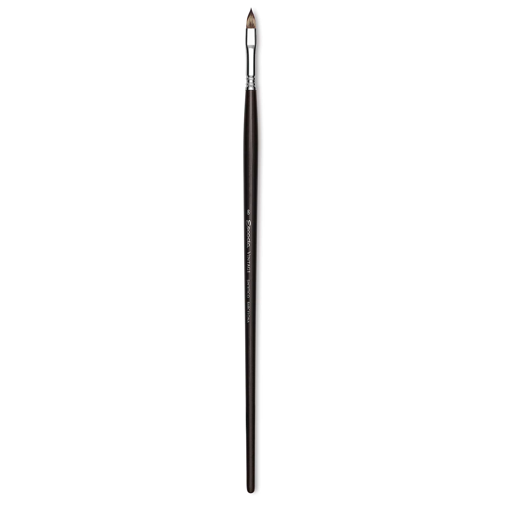 Escoda Vintage Synthetic Brush - Filbert, Long  Handle, Size 8