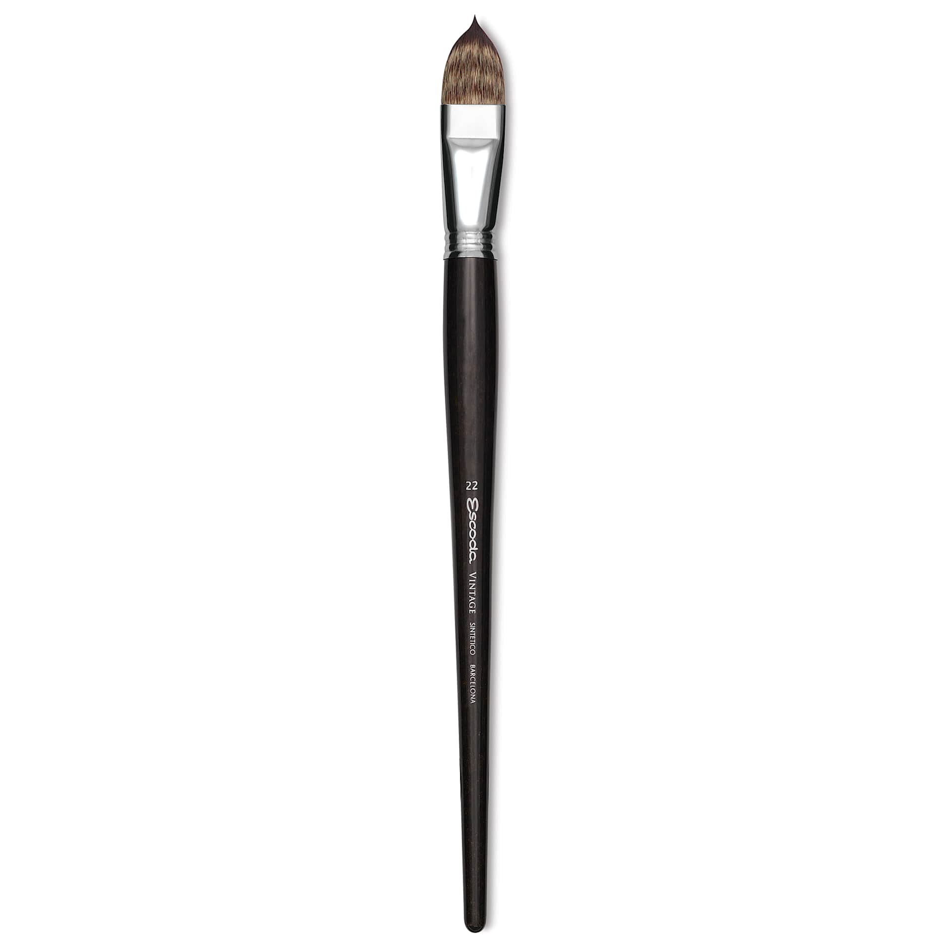 Escoda Vintage Synthetic Brush - Filbert, Long  Handle, Size 22
