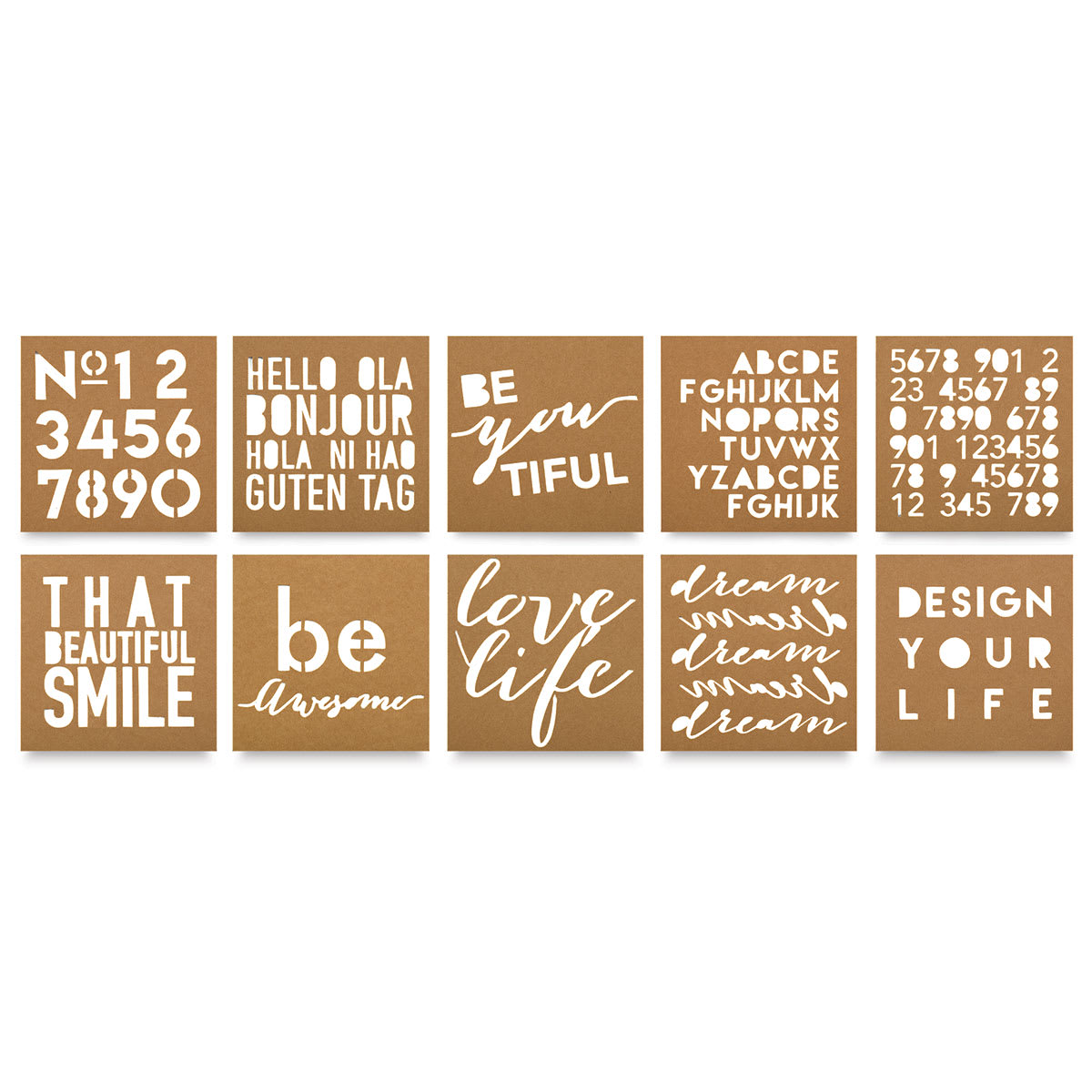 Mixed Media Stencils - Stencils from 301 Collection in 2 rows
