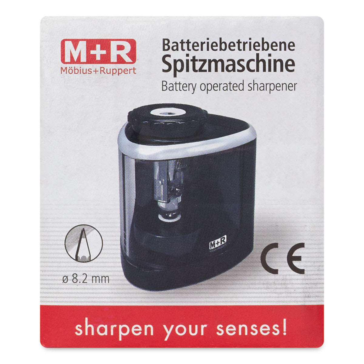 Mobius & Ruppert Battery Operated Pencil Sharpener - Front of package
