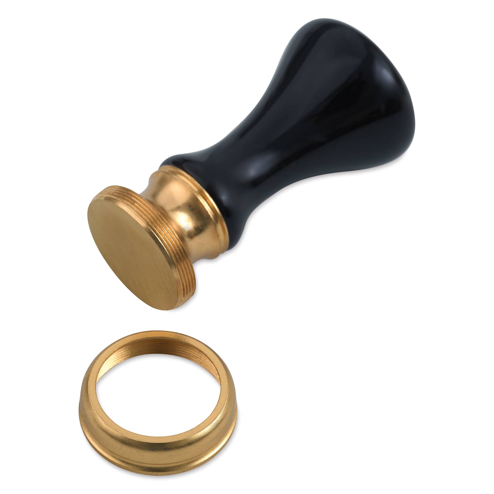 Manuscript Wax and Interchangeable Small Handle Set, black plastic handle with threaded end
