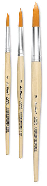 Da Vinci Junior Synthetic Brushes - 3 Round brushes shown for size