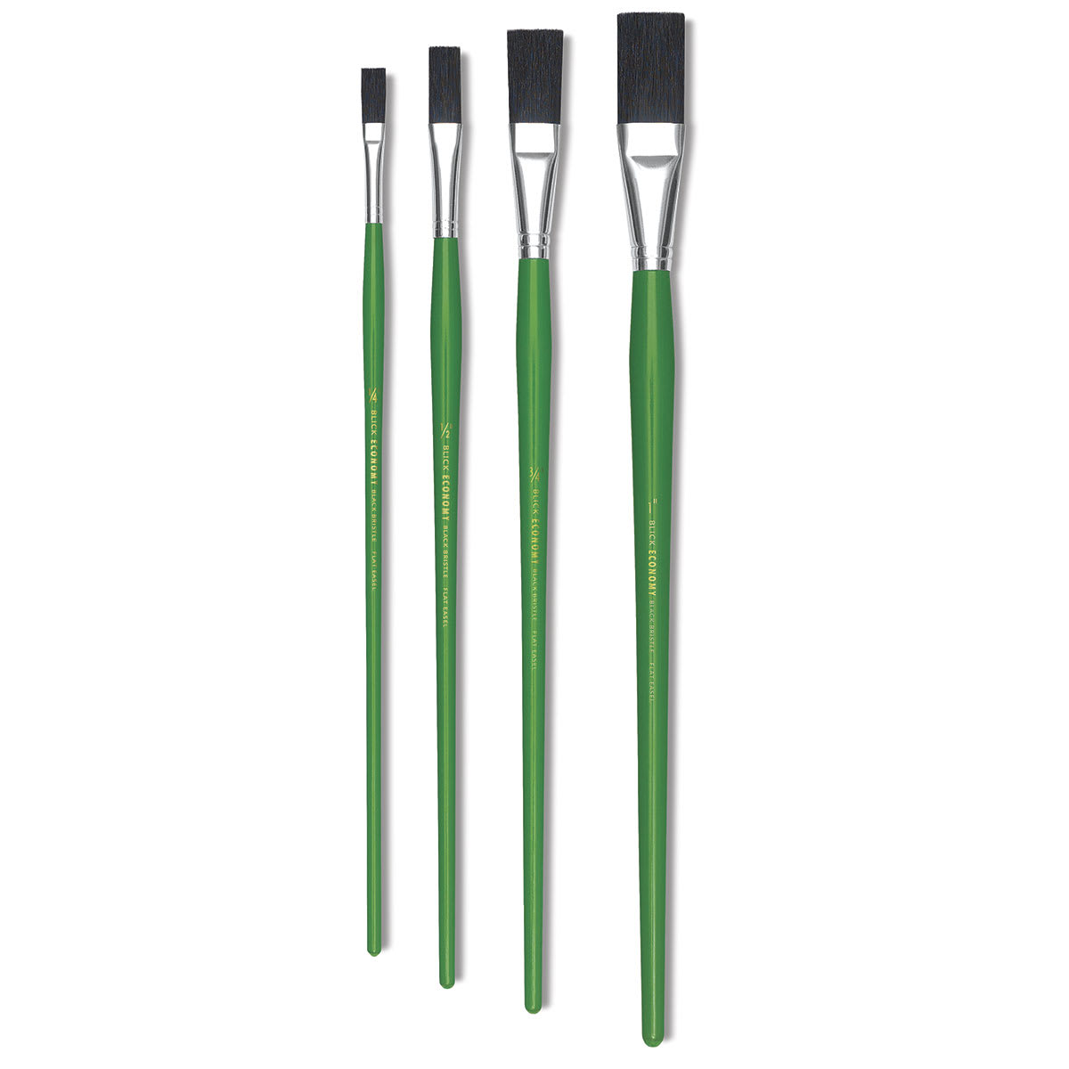 Blick Economy Black Bristle Easel Brush - Set of 4 Easel brushes shown upright
