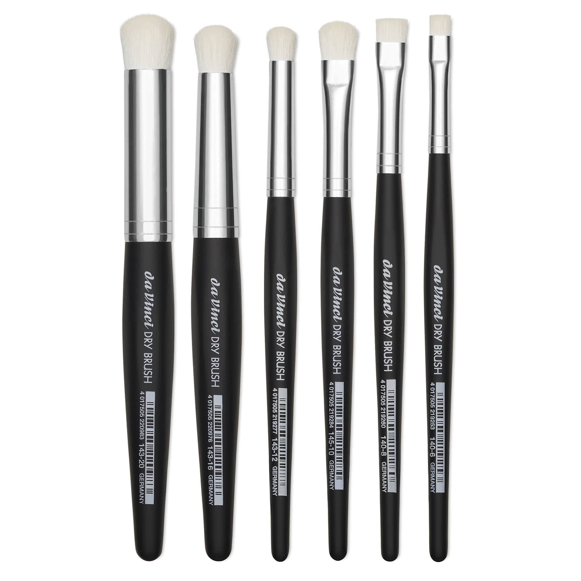 Da Vinci Synthetic Dry Brushes laid out