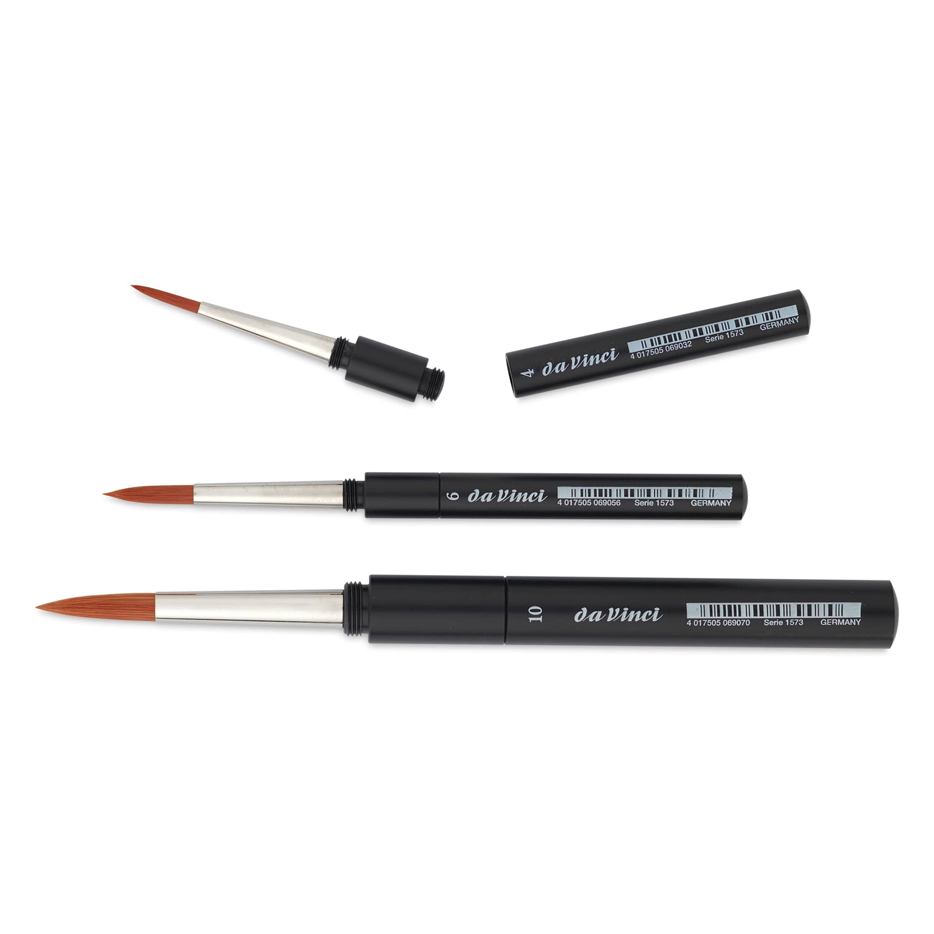 Da Vinci Cosmotop Spin Travel Brushes - Set of 3, one brush detached from handle