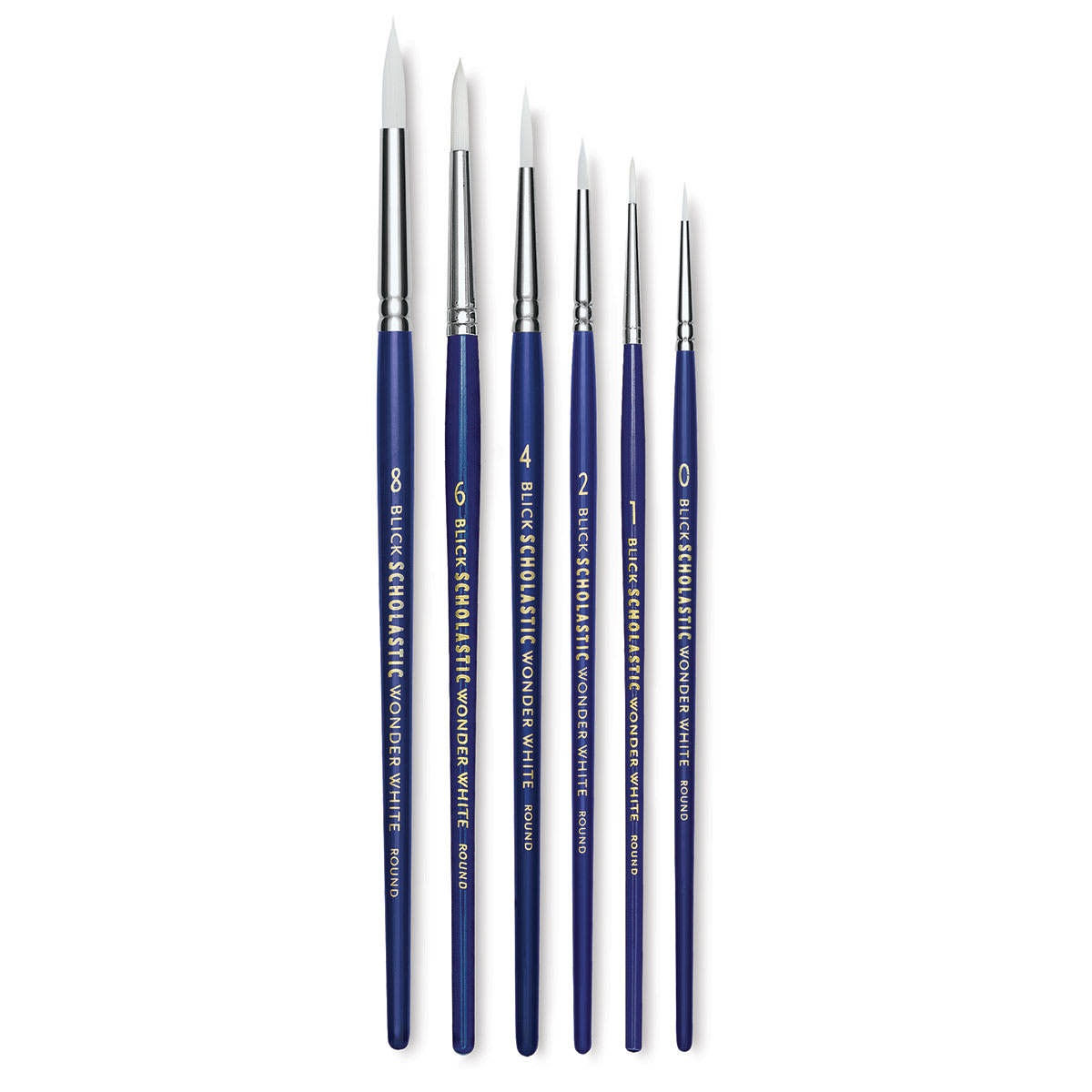 Blick Scholastic Short Handle Wonder White Brush Set - Round, Short Handle, Set of 6