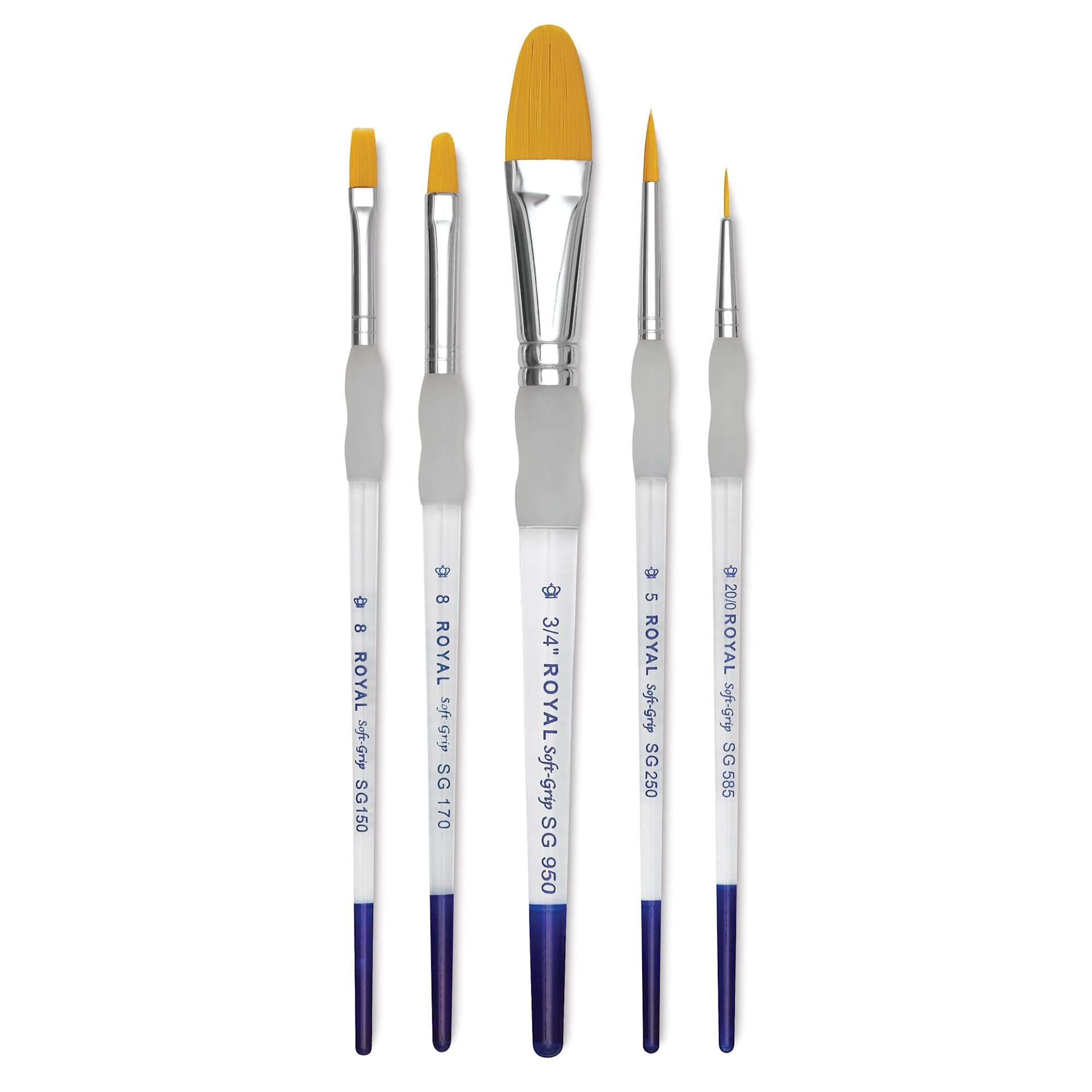 Royal Langnickel Soft Grip Golden Taklon Brush Set - Starter, Short Handle, Set of 5