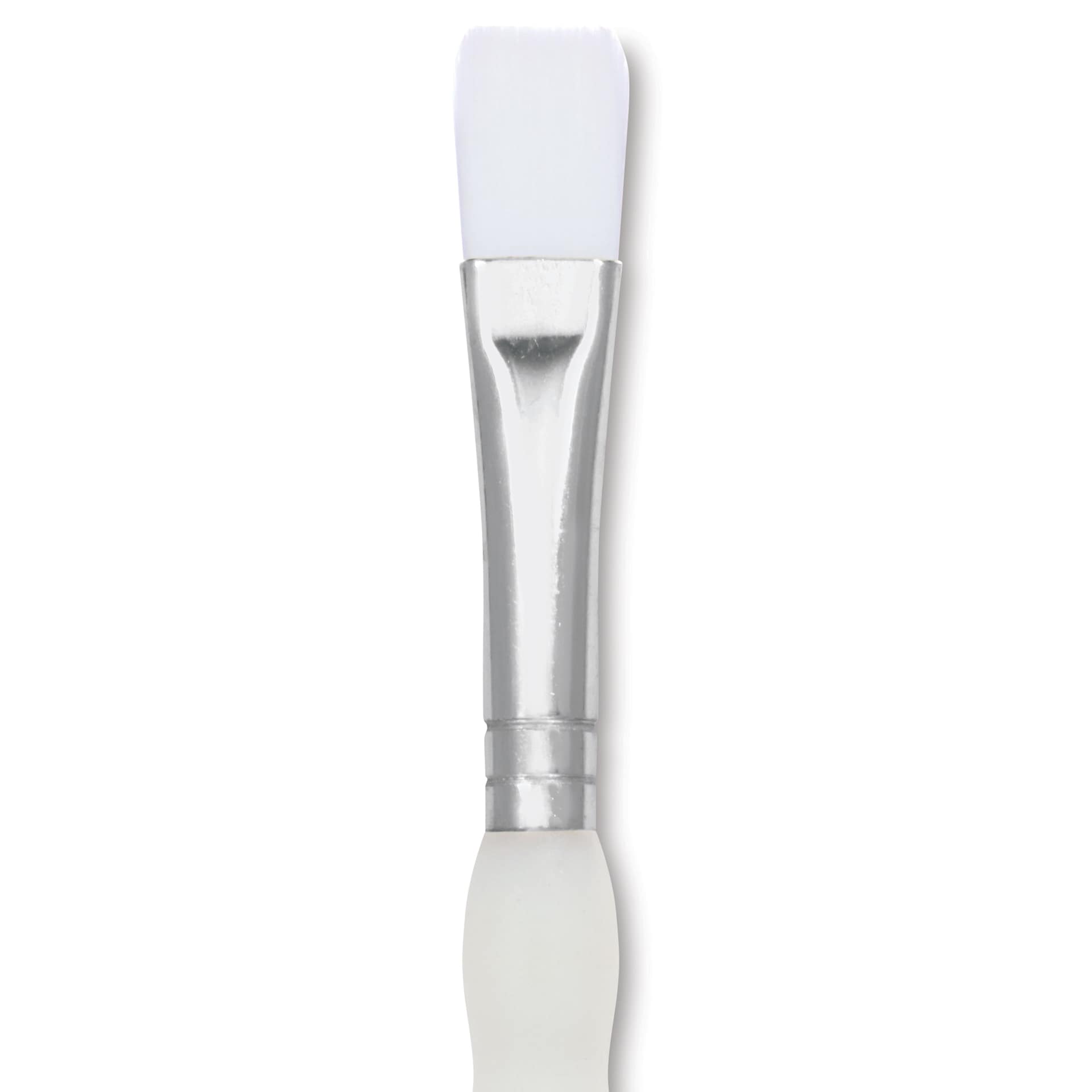 Royal & Langnickel Soft Grip White Taklon Brush - Bright, Short Handle, Size 6, close-up