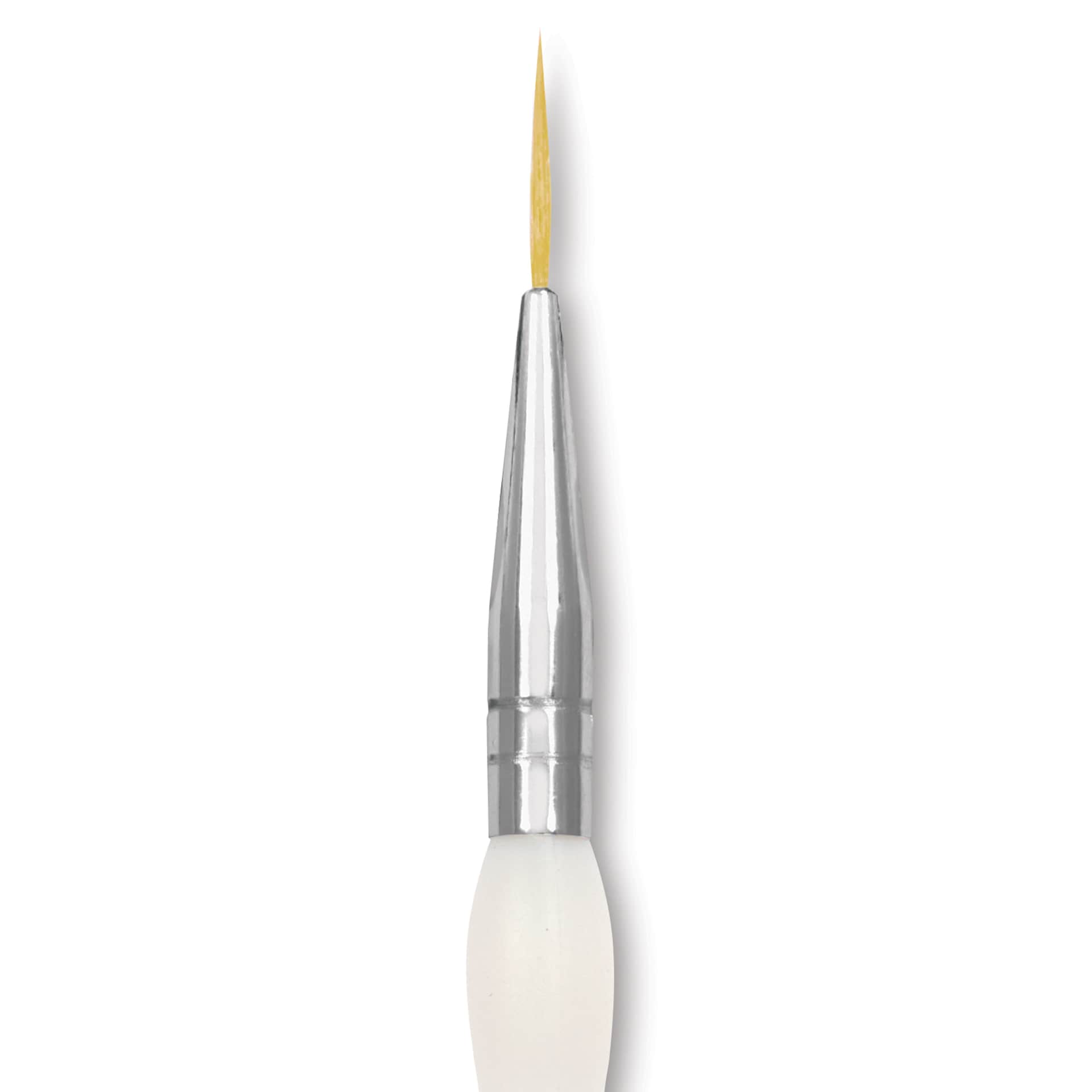 Royal & Langnickel Soft Grip Golden Taklon Brush - Script Liner, Short Handle, Size 10/0, close-up