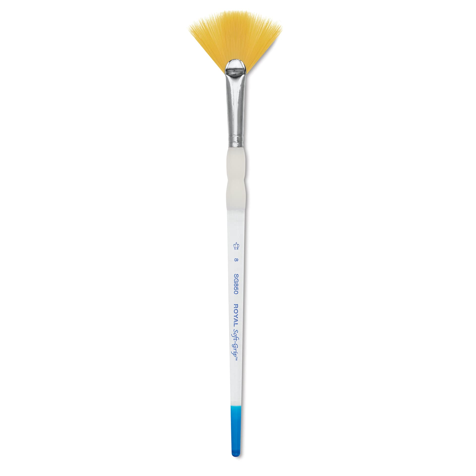 Royal & Langnickel Soft Grip Golden Taklon Brush - Fan, Short Handle, Size 8