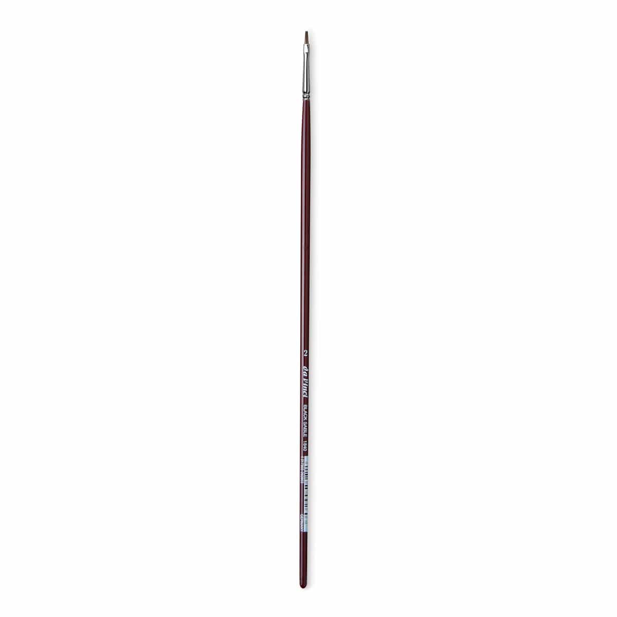 Da Vinci Black Sable Brush - Bright, Long Handle, Size 2