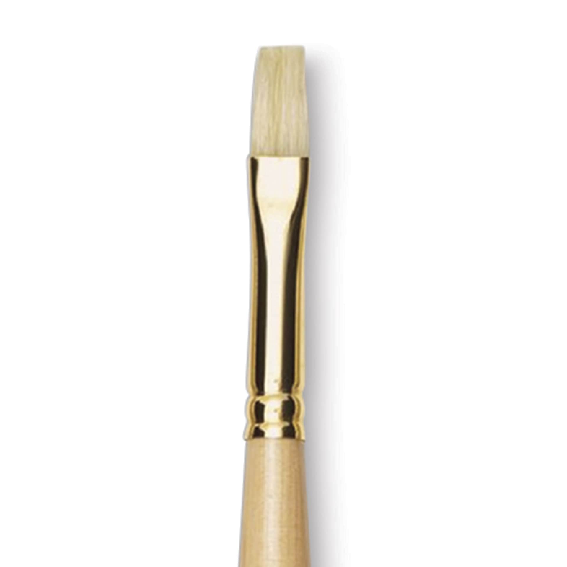 Raphaël D'Artigny Interlocked White Bristle Brush - Flat, Long Handle, Size 4