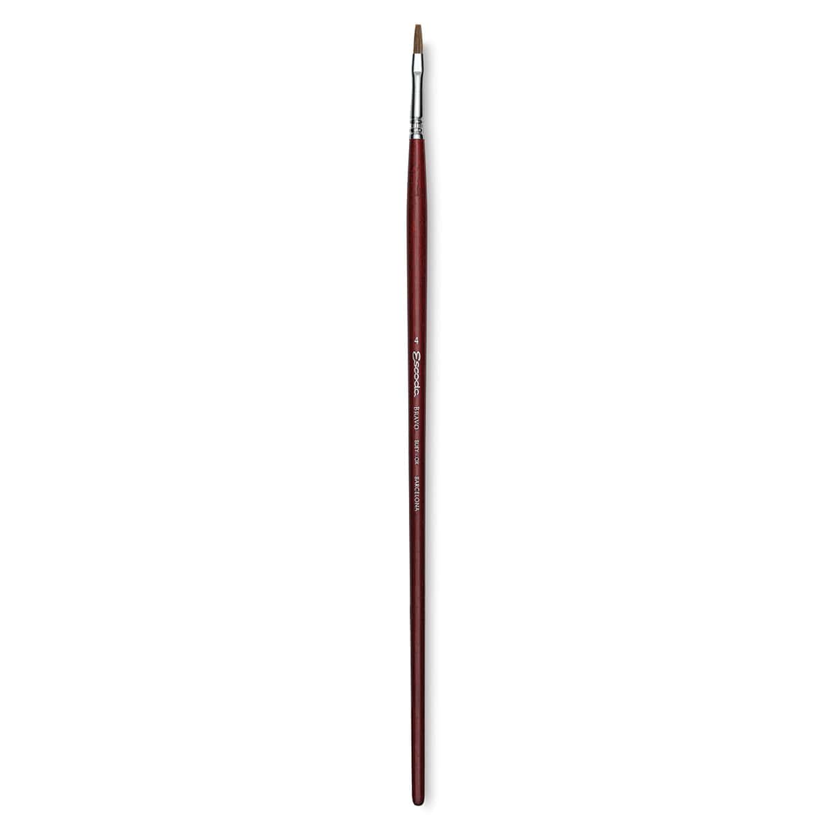 Escoda Bravo Light Ox Hair Brush - Flat, Long Handle, Size 4