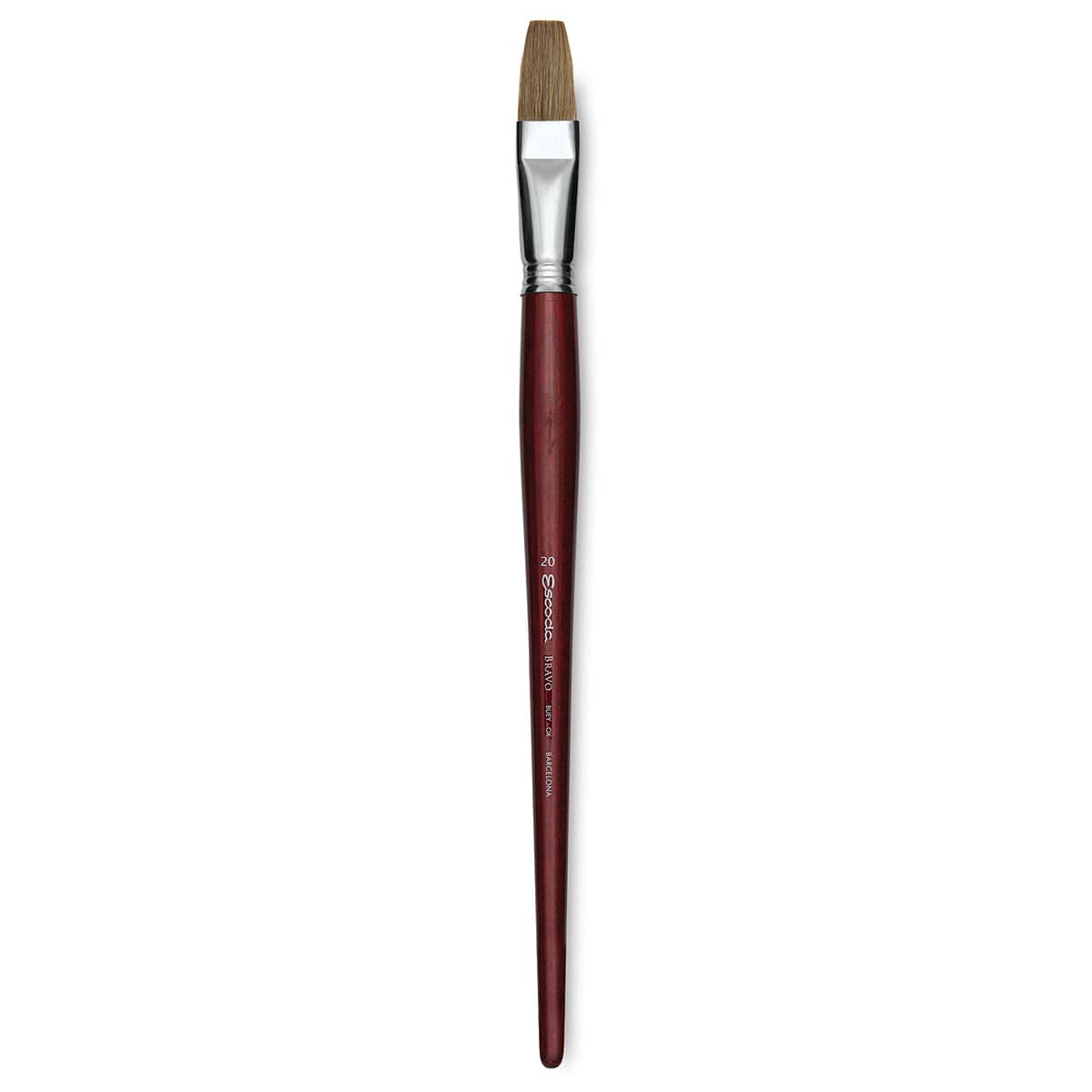 Escoda Bravo Light Ox Hair Brush - Flat, Long Handle, Size 20