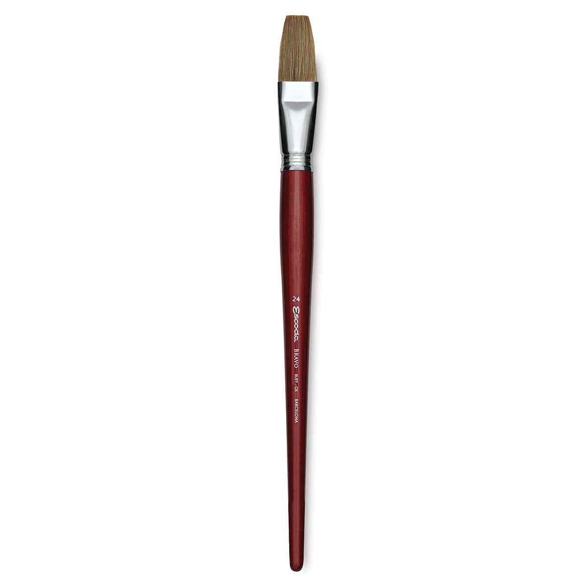 Escoda Bravo Light Ox Hair Brush - Flat, Long Handle, Size 24