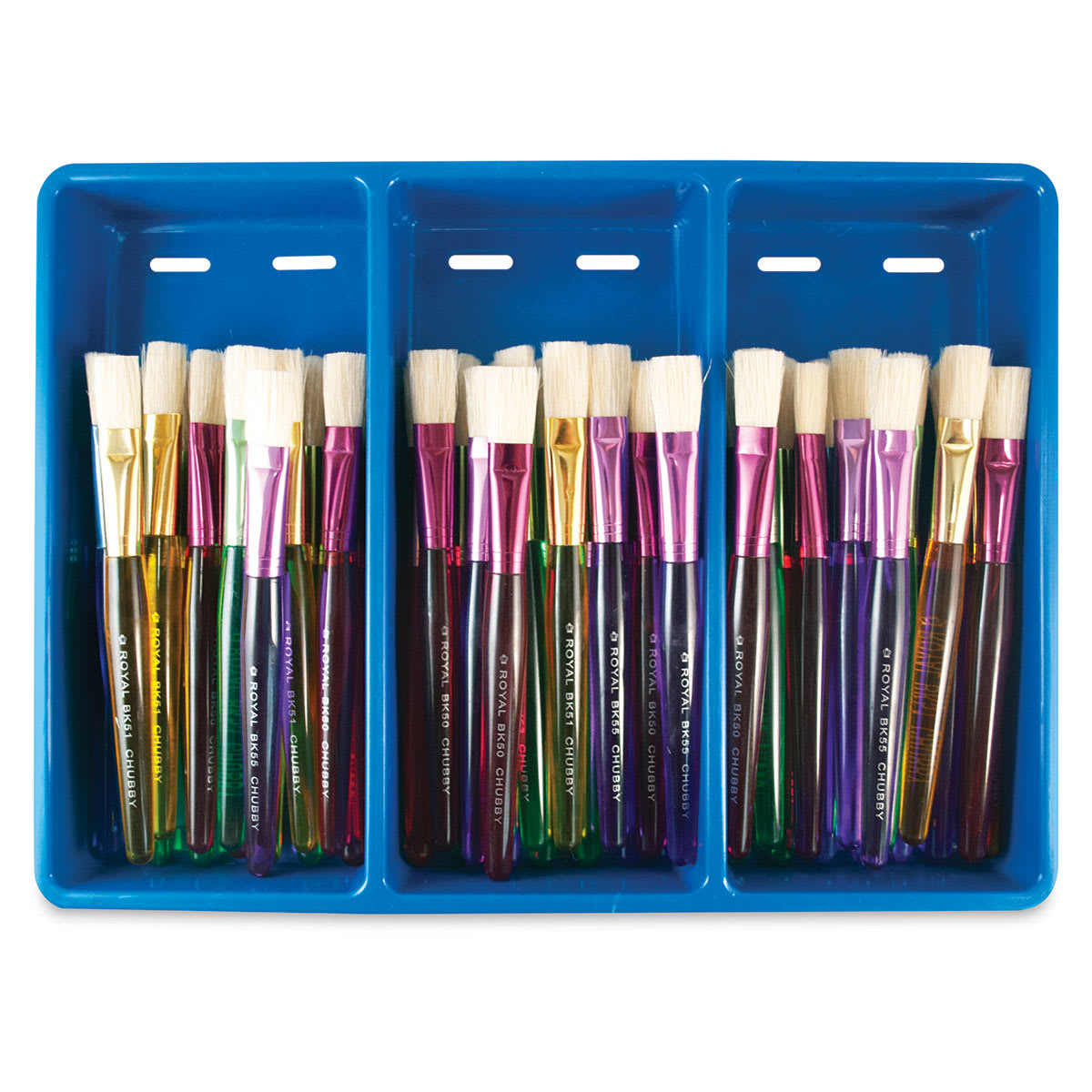 Royal & Langnickel Big Kid’s Choice Chubby Bristle Brush Class Pack - Flats, Set of 48