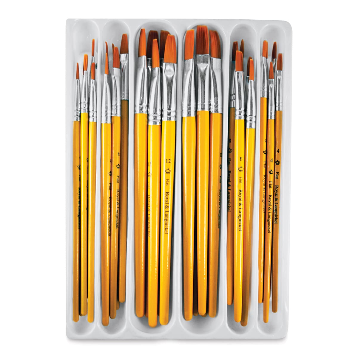 Royal Langnickel Golden Taklon Classroom Value Pack - Flats, Set of 30